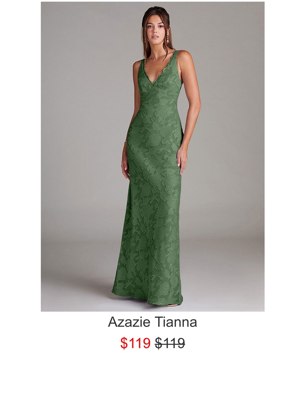 Azazie Tianna eucalyptus burnout green
